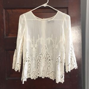 Cream sheer blouse